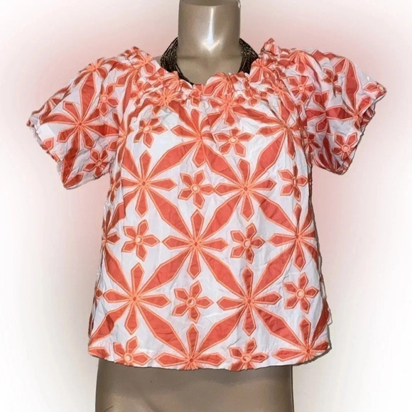 Skies are blue women’s blouse Large top shirt embroidered off shoulder Josie nwt - Picture 3 of 7